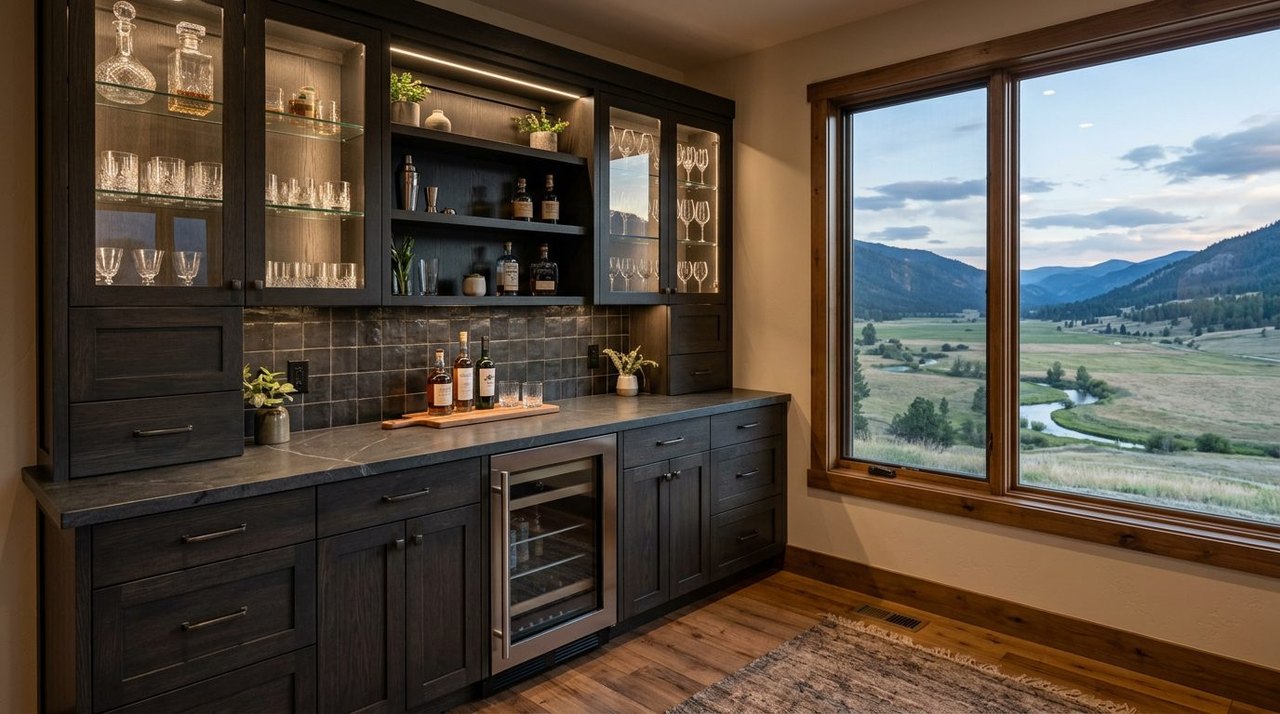 Built-in bar and entertaining wall