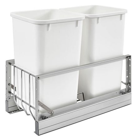 Aluminum Bottom Mount Pull-Out Waste Container — Rev-A-Shelf cabinet organizer