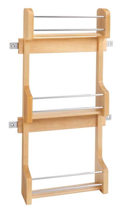Cabinet Door Mount Wood 3-Shelf Spice Rack — Rev-A-Shelf cabinet organizer