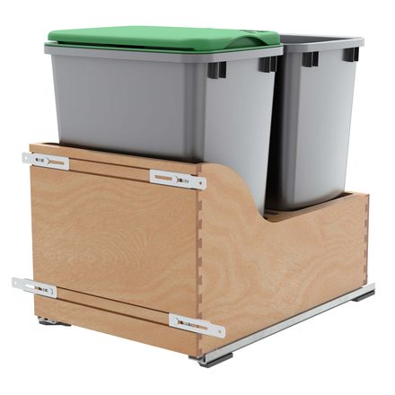 Maple Bottom Mount Pull-Out Waste Container — Rev-A-Shelf cabinet organizer