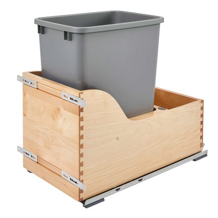 Maple Bottom Mount Waste Pull-Out with Waste Container — Rev-A-Shelf cabinet organizer
