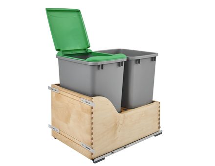 Maple Bottom Mount Waste Pull-Out with Waste Containers — Rev-A-Shelf cabinet organizer