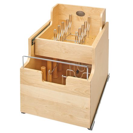 Pull-Out Two-Tier Wood Cookware Organizer — Rev-A-Shelf cabinet organizer
