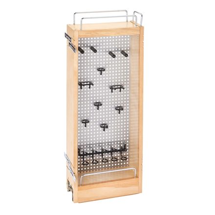 Pull-Out Wood Wall Cabinet Organizer with Stainless Steel Panel — Rev-A-Shelf cabinet organizer