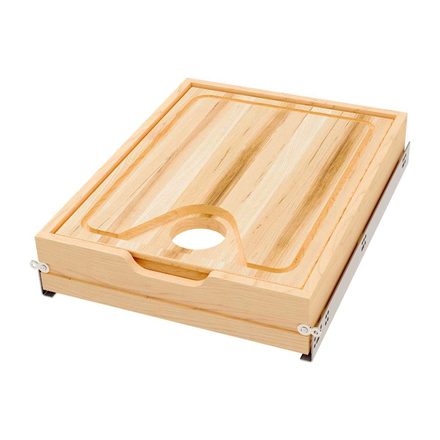 Wood Base Cabinet Cutting Board Drawer Replacement System — Rev-A-Shelf cabinet organizer