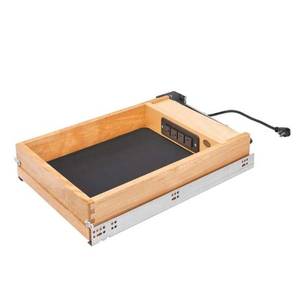 Wood Pull-Out FaceFrame Charging Drawer — Rev-A-Shelf cabinet organizer