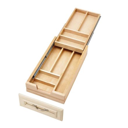 Wood Two-Tier Cutlery Drawer System for Face Frame Cabinet — Rev-A-Shelf cabinet organizer
