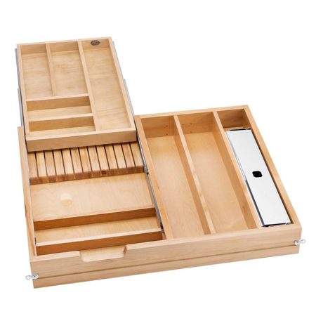 Wood Two-Tier Cutlery Drawer System for Frameless Cabinet — Rev-A-Shelf cabinet organizer